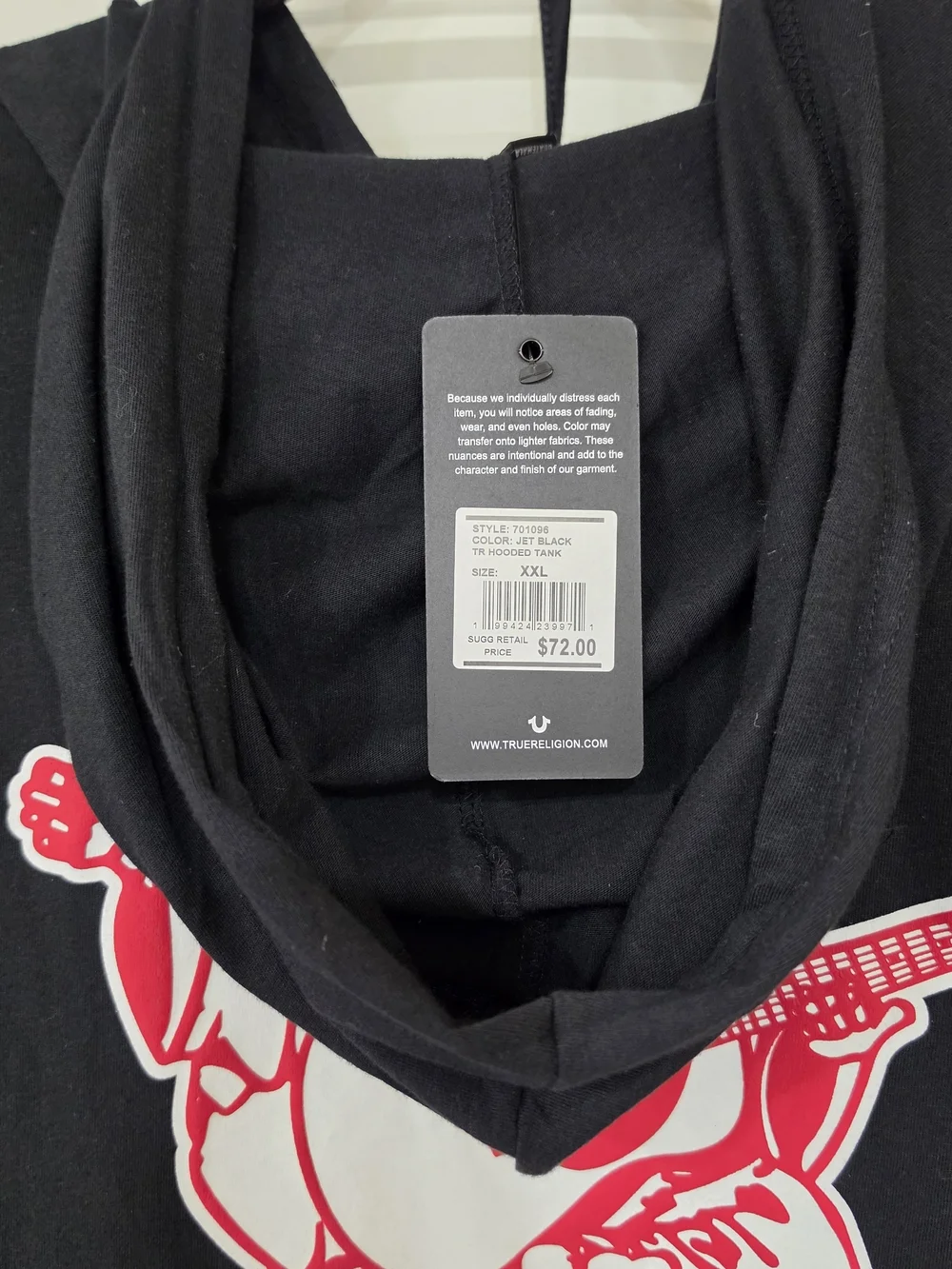 True Religion Men's Black Logo Hoodie Tank